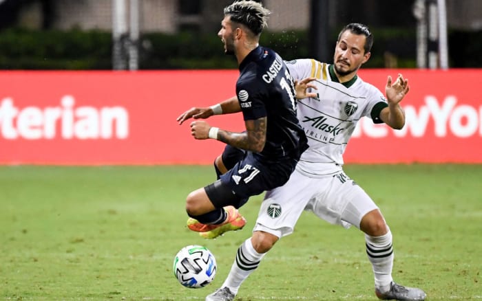 NYCFC's Taty Castellanos and Portland's Sebastian Blanco